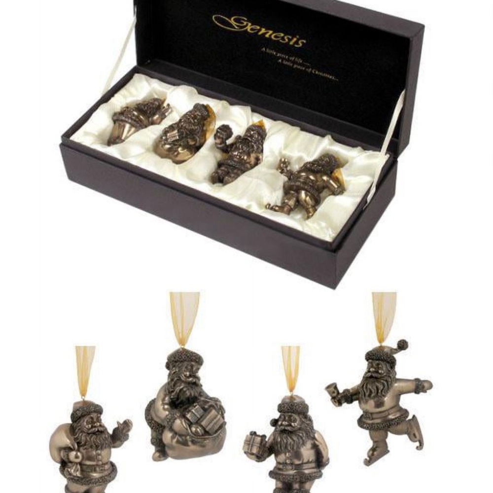 Genesis Bronze Santa Ornament Set